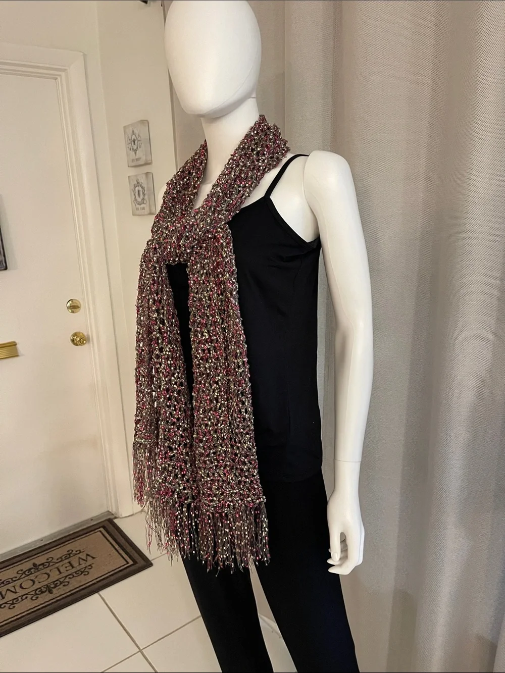 Women's Multicolor Knit Fringe Scarf - Brand: